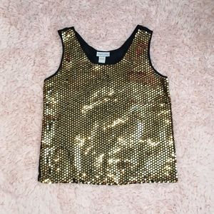 IMPRESSIONS OF CALIFORNIA Vintage Sleeveles Gold Sequin Blouse